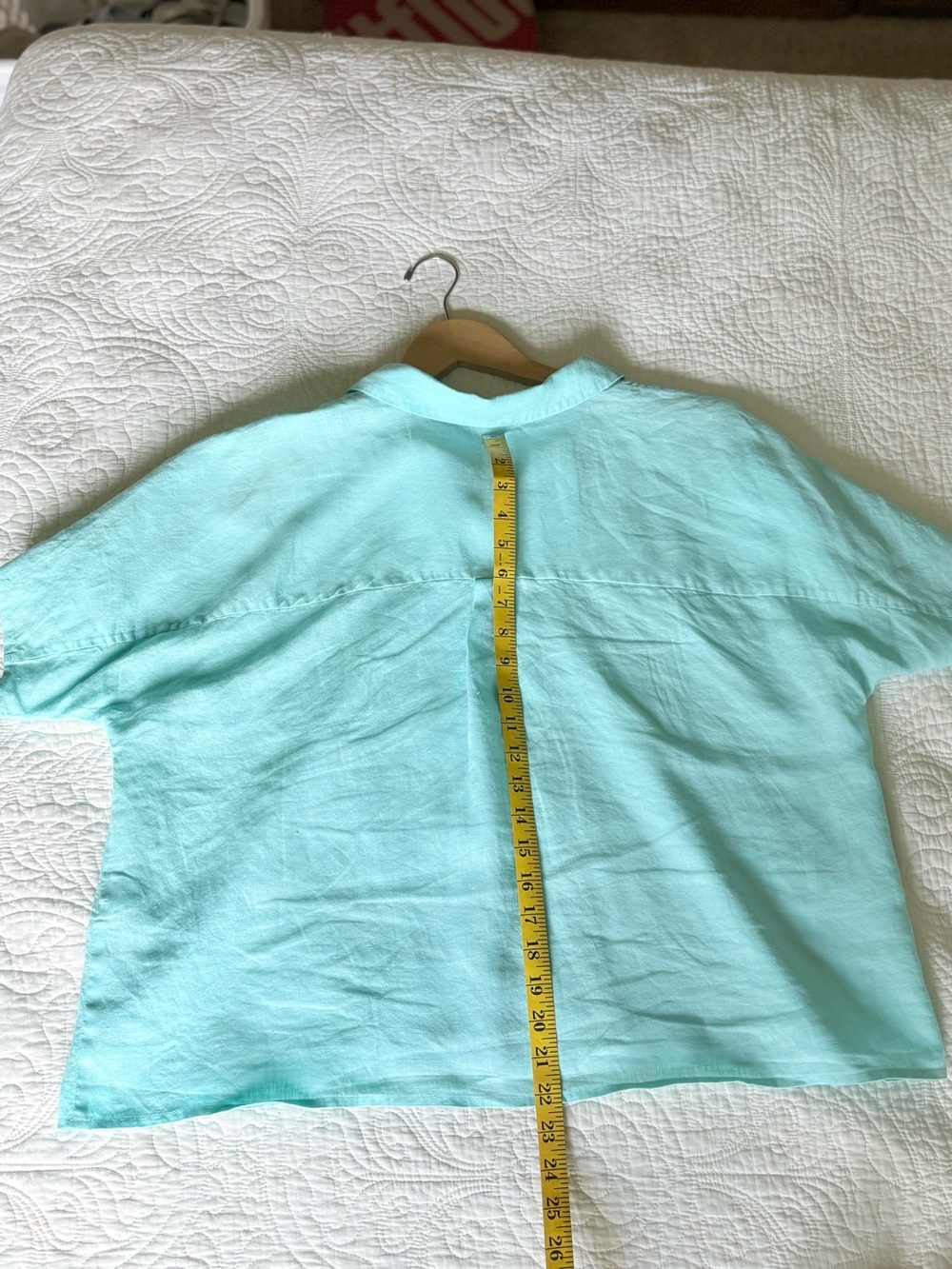 Eileen Fisher Aqua Short Sleeve Button Front Shirt - Picture 6 of 8